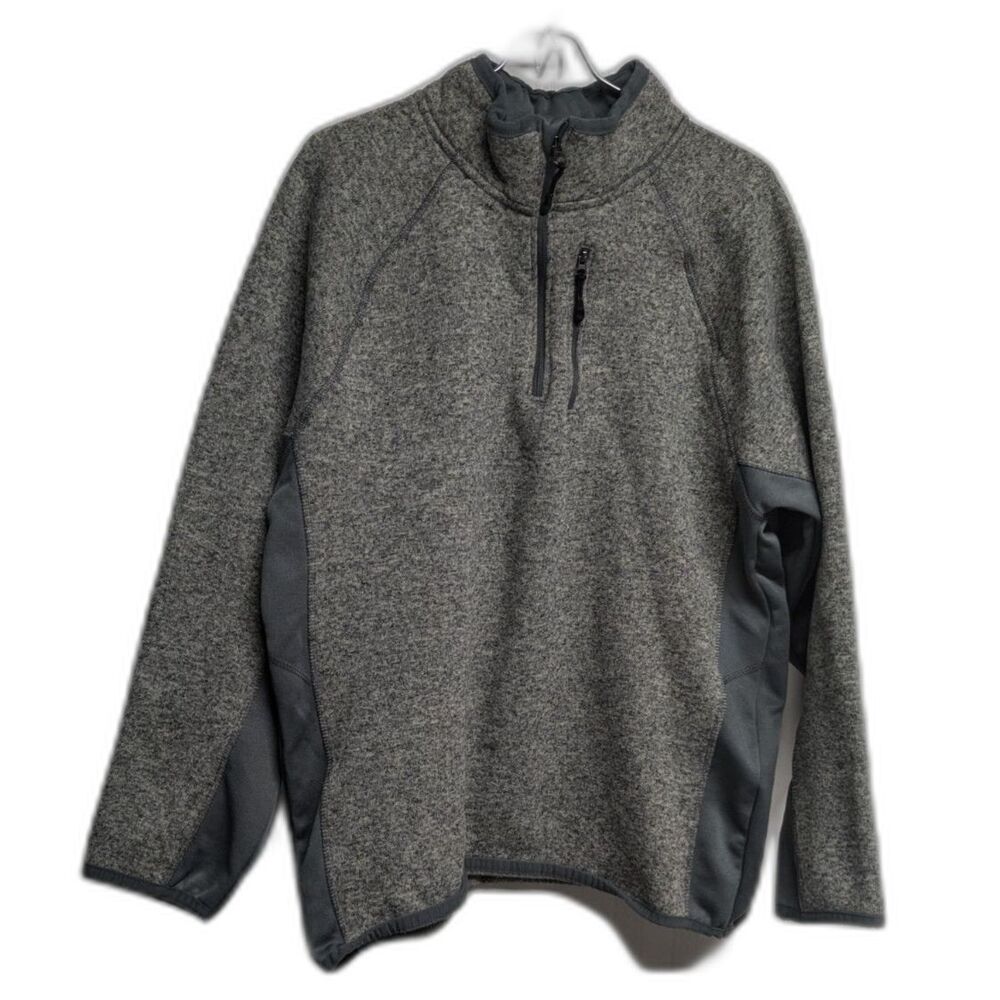 Beverly Hills Polo Club Sweater Men X-Large Fleece Quarter Zip Pullover Gray XL
